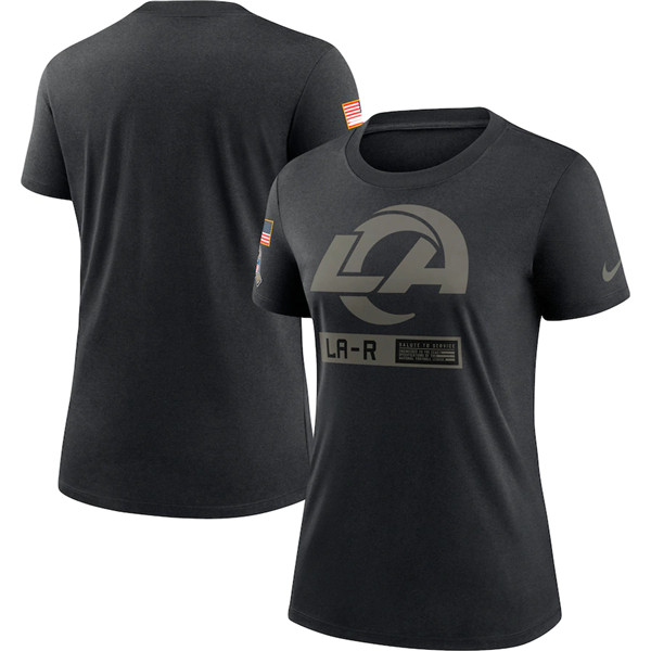 Women's Los Angeles Rams 2020 Black Salute To Service Performance NFL T-Shirt (Run Small)